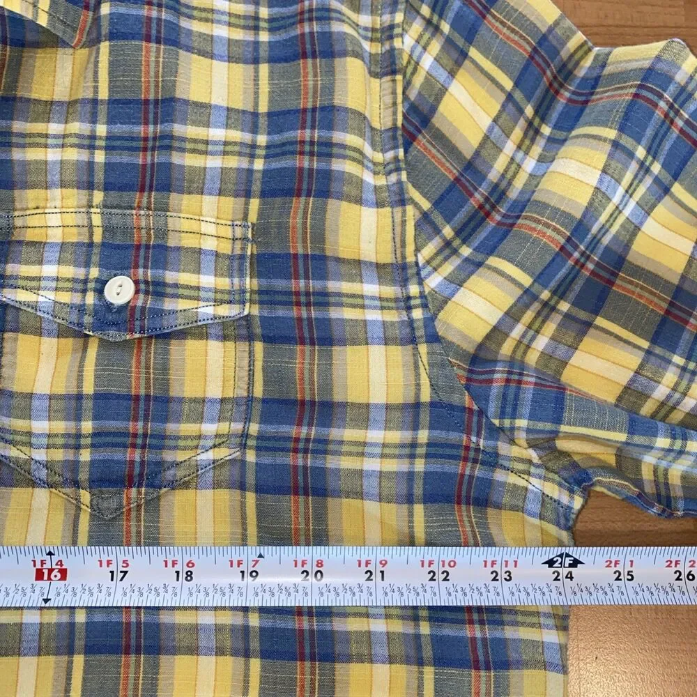 Grayers Clothiers Men's Shirt Size XXL Yellow Blue Plaid Cotton‎ Long Sleeve